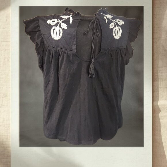 Knox Rose Black Embroidered Peasant Top | XXL - Picture 2 of 5